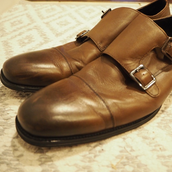 Express leather cap toe double monk strap main image 6